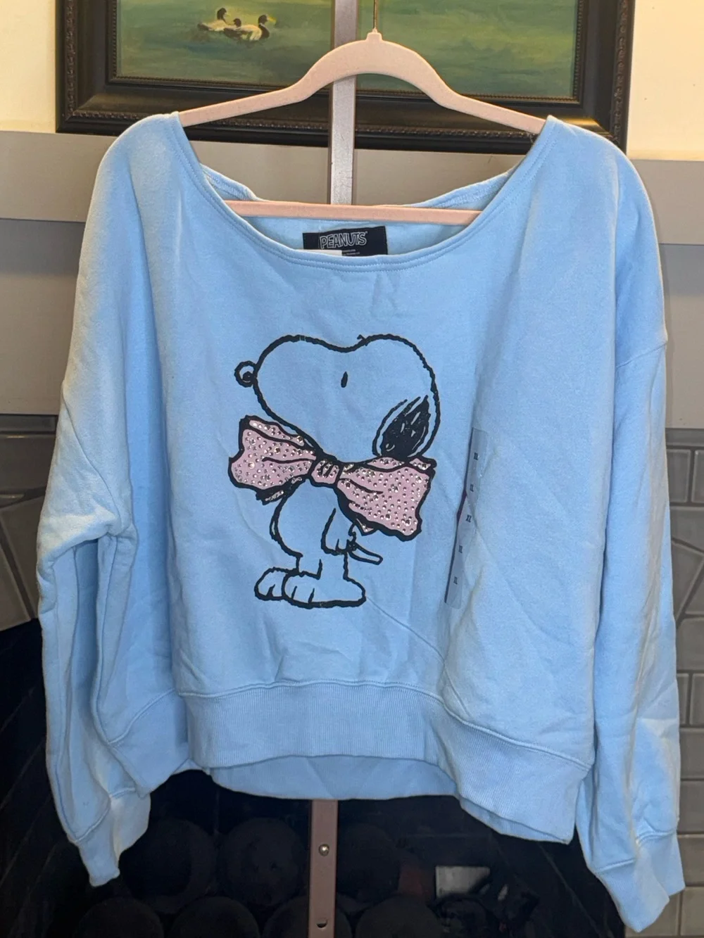 Snoopy off the Shoulder Sweatshirt - NWOT - Picture 4 of 5